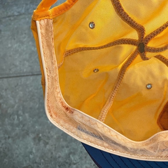 Vintage 80s Napa Auto Parts Racing Embroidered Patch Snapback Hat Yellow Blue - Picture 8 of 11